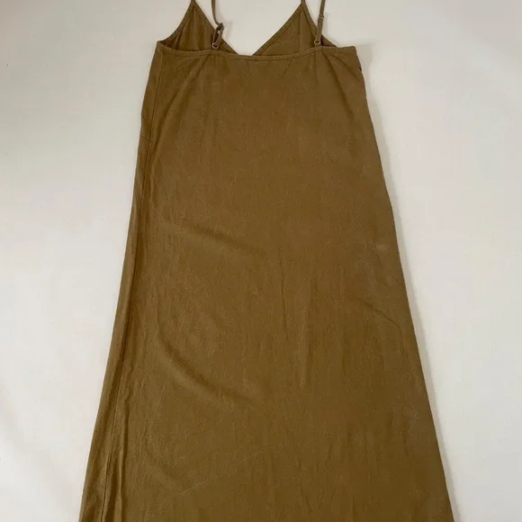 Jenni Kayne Riviera Slip Tank Dress, 100% Raw Silk Green / Brown, Boho Size XS - Picture 11 of 11